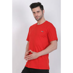 Men's Cotton Jersey Round Neck Plain Tshirt (Red)