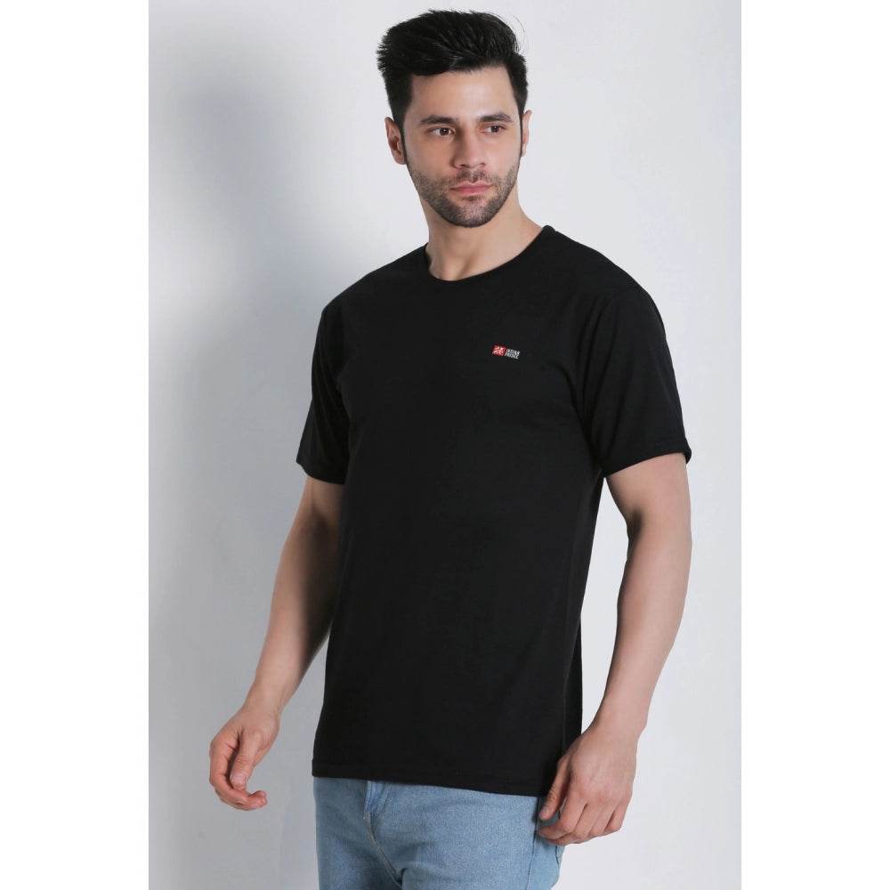 Men's Cotton Jersey Round Neck Plain Tshirt (Black)