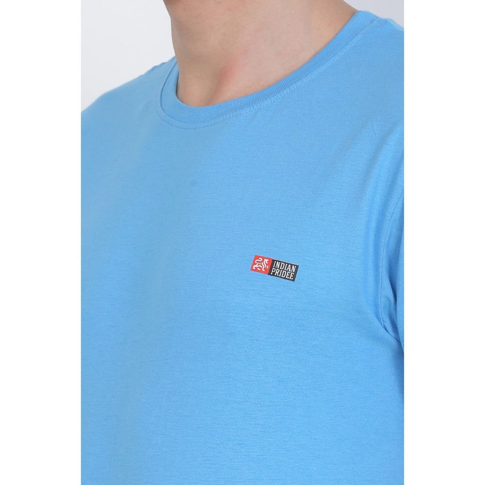 Men's Cotton Jersey Round Neck Plain Tshirt (Turquoise Blue)