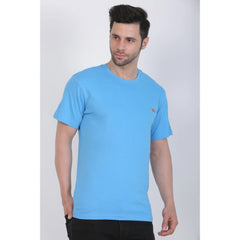 Men's Cotton Jersey Round Neck Plain Tshirt (Turquoise Blue)