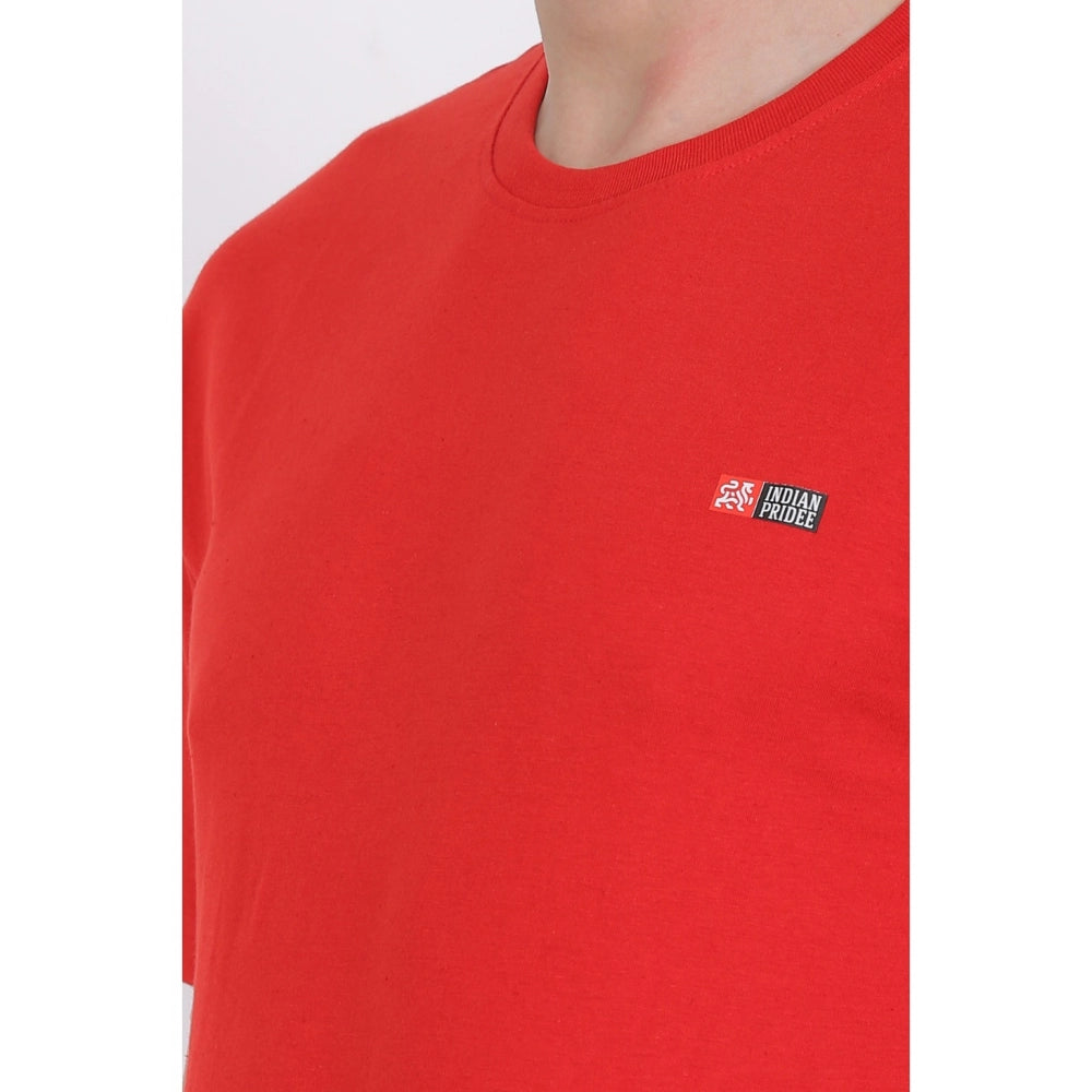 Men's Cotton Jersey Round Neck Plain Tshirt (Red)