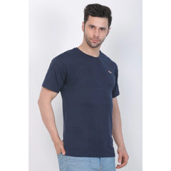 Men's Cotton Jersey Round Neck Plain Tshirt (Navy)