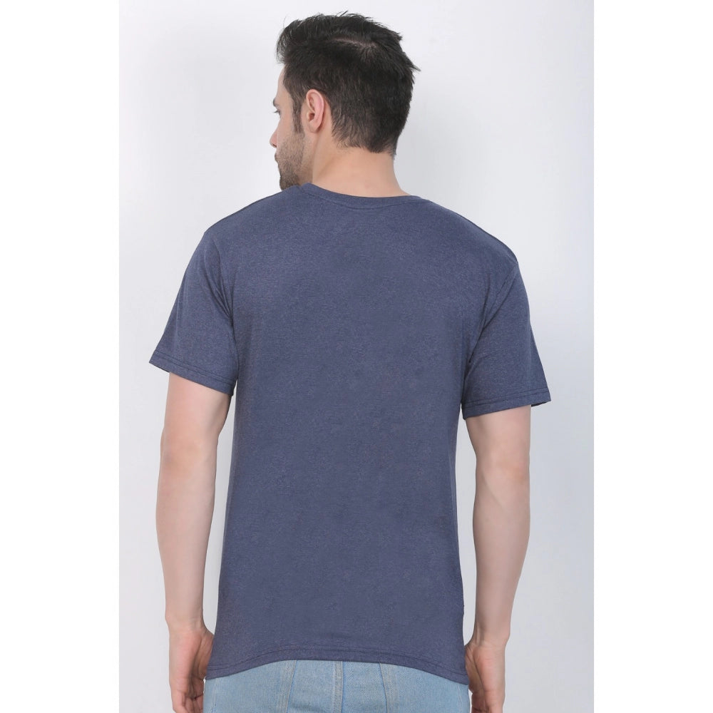 Men's Cotton Jersey Round Neck Plain Tshirt (Blue Melange)