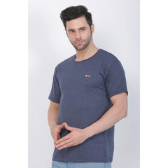 Men's Cotton Jersey Round Neck Plain Tshirt (Blue Melange)