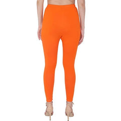 Women's Cotton Stretchable Skin Fit Ankle Length Leggings (Orange)