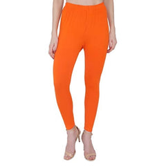 Women's Cotton Stretchable Skin Fit Ankle Length Leggings (Orange)