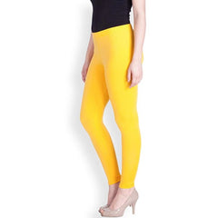 Women's Cotton Stretchable Skin Fit Ankle Length Leggings (Yellow)