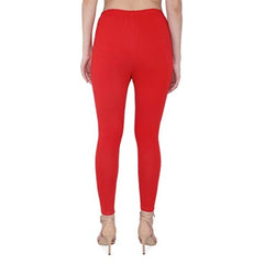 Women's Cotton Stretchable Skin Fit Ankle Length Leggings (Red)