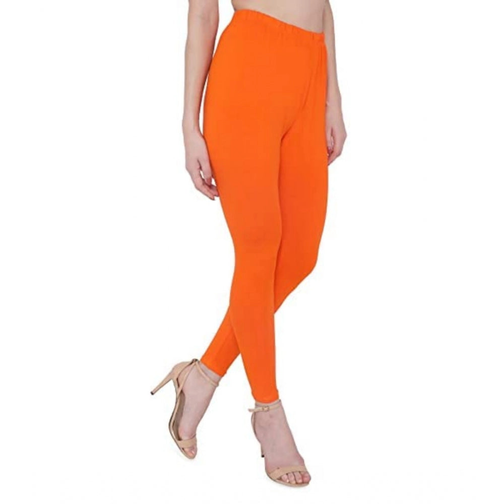 Women's Cotton Stretchable Skin Fit Ankle Length Leggings (Orange)