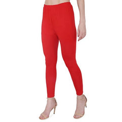 Women's Cotton Stretchable Skin Fit Ankle Length Leggings (Red)