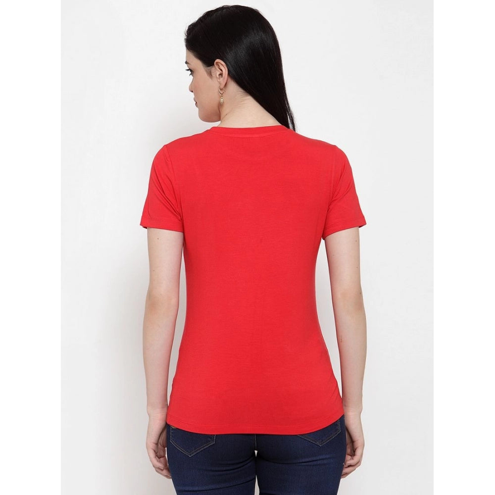 Cotton Blend Love Printed T-Shirt (Red)