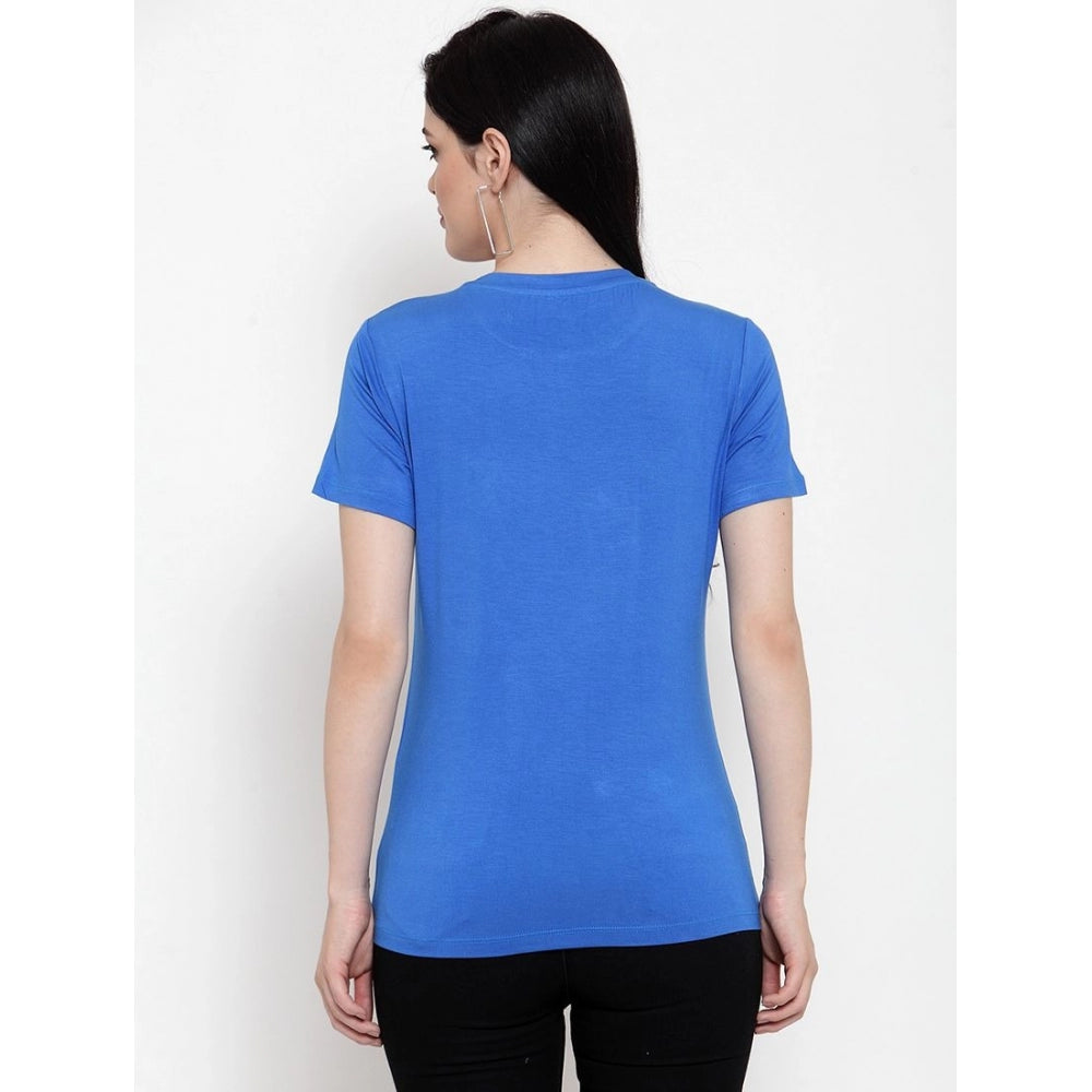 Cotton Blend Up Arrow Print Printed T-Shirt (Blue)