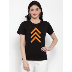 Cotton Blend Up Arrow Print Printed T-Shirt (Black)