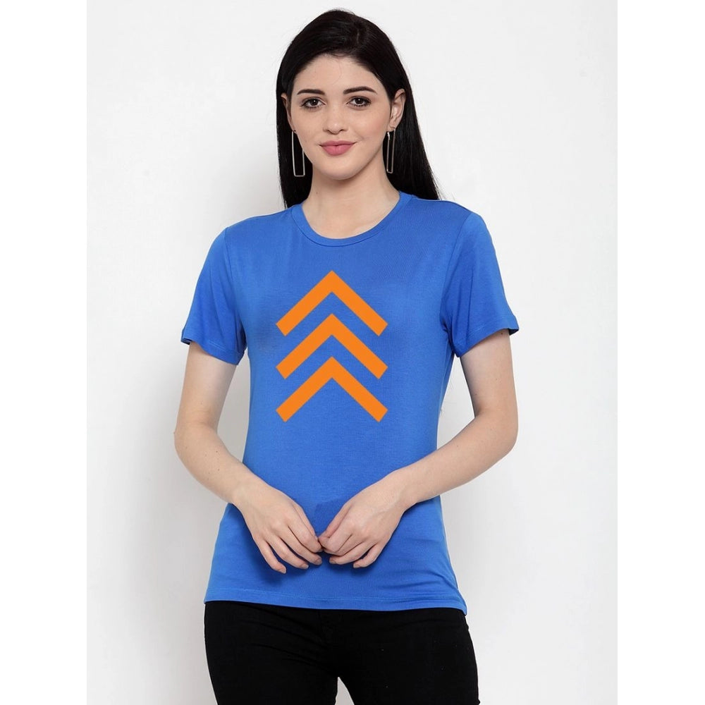 Cotton Blend Up Arrow Print Printed T-Shirt (Blue)