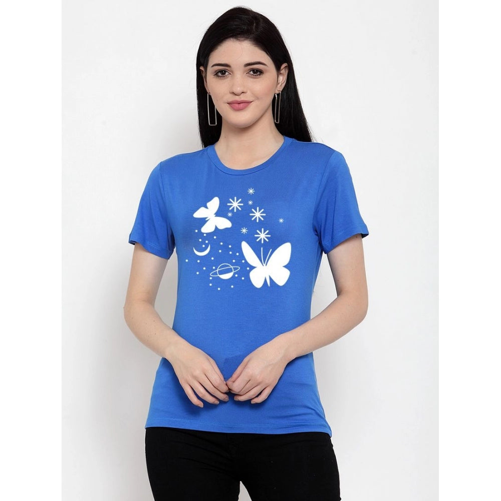 Cotton Blend Butterfly With Star Printed T-Shirt (Blue)