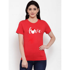 Cotton Blend Love Printed T-Shirt (Red)