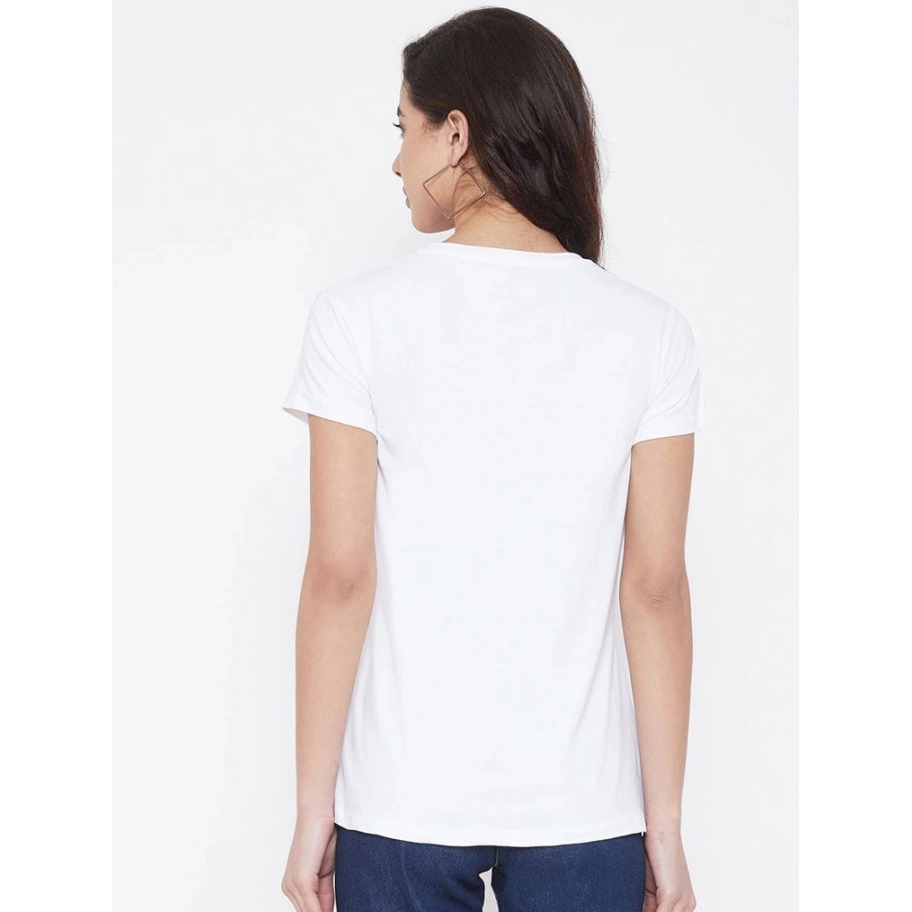 Cotton Blend Love Printed T-Shirt (White)