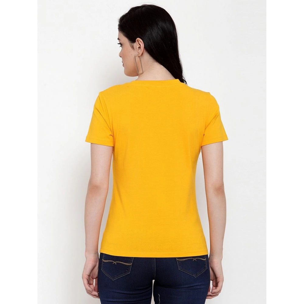 Cotton Blend Just Chill Printed T-Shirt (Yellow)