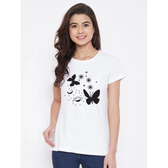 Cotton Blend Butterfly With Star Printed T-Shirt (White)