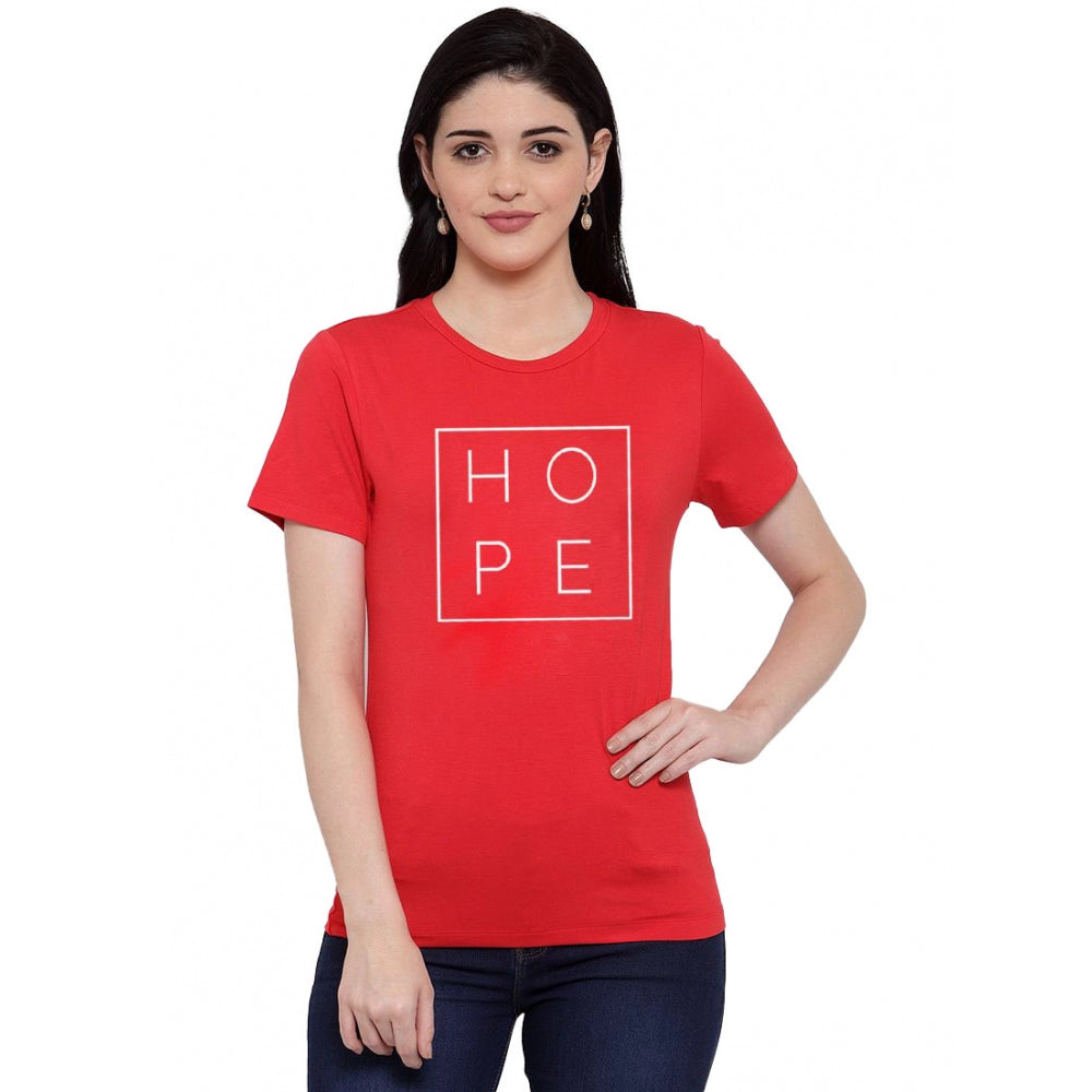 Cotton Blend Hope Printed T-Shirt (Red)