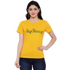 Cotton Blend Stay Classy Printed T-Shirt (Yellow)