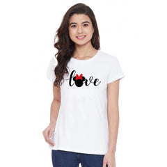 Cotton Blend Love Printed T-Shirt (White)