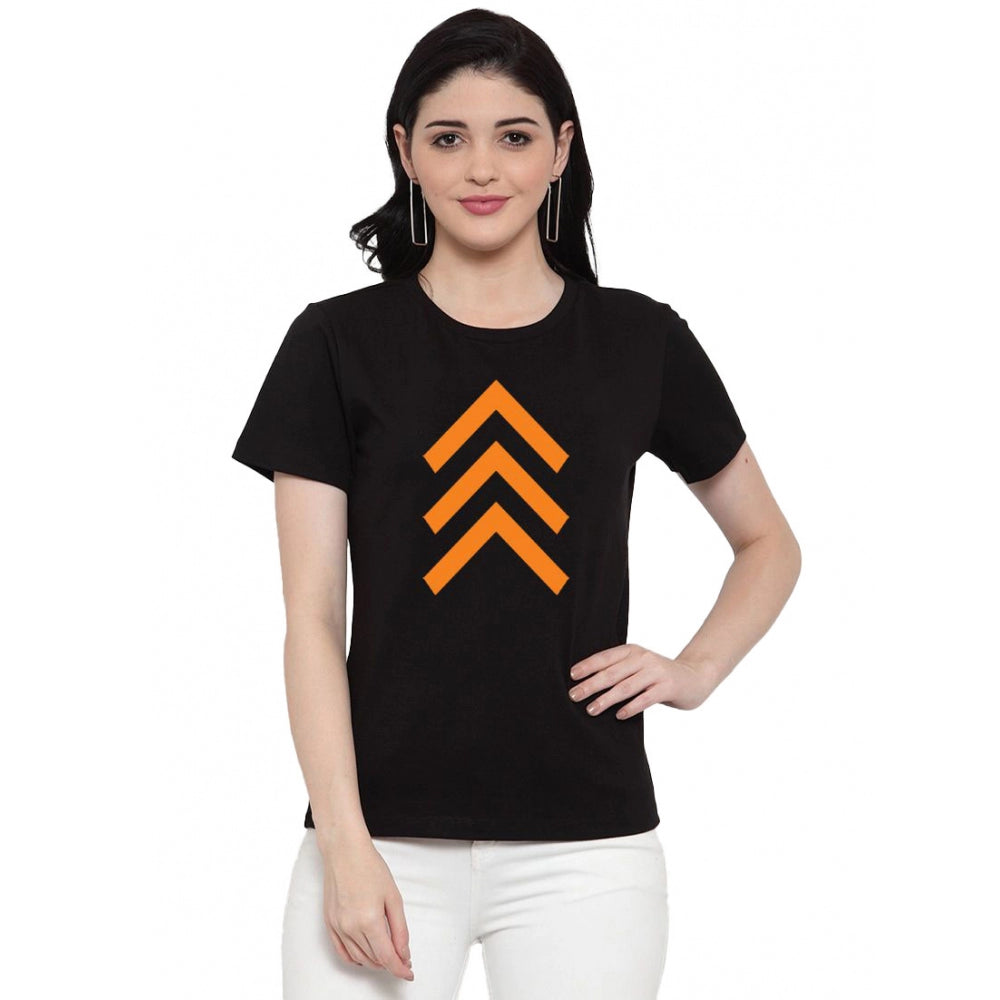 Cotton Blend Up Arrow Print Printed T-Shirt (Black)