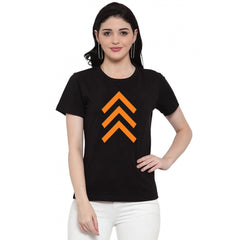 Cotton Blend Up Arrow Print Printed T-Shirt (Black)