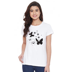 Cotton Blend Butterfly With Star Printed T-Shirt (White)