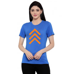 Cotton Blend Up Arrow Print Printed T-Shirt (Blue)