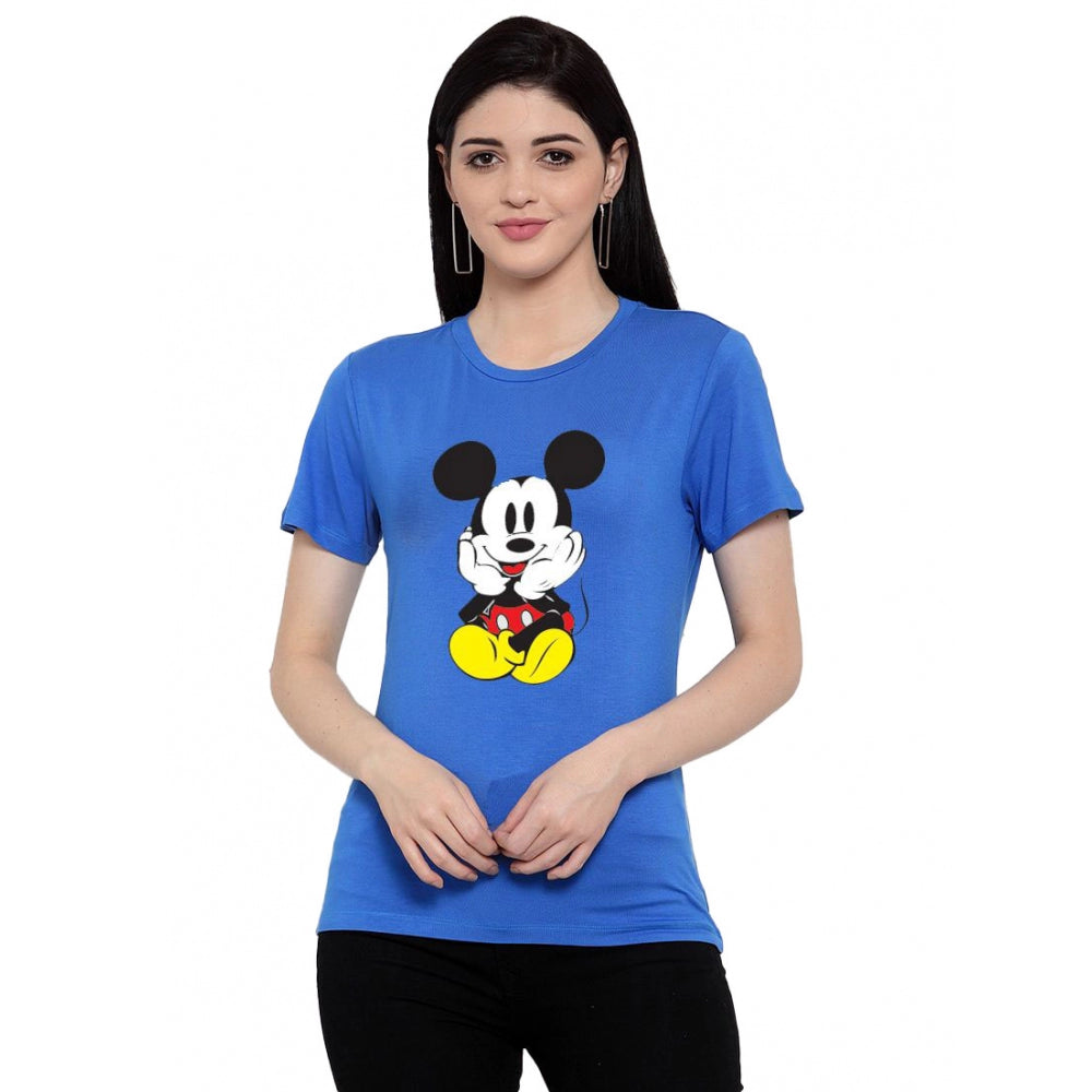 Cotton Blend Mickey Mouse Printed T-Shirt (Blue)