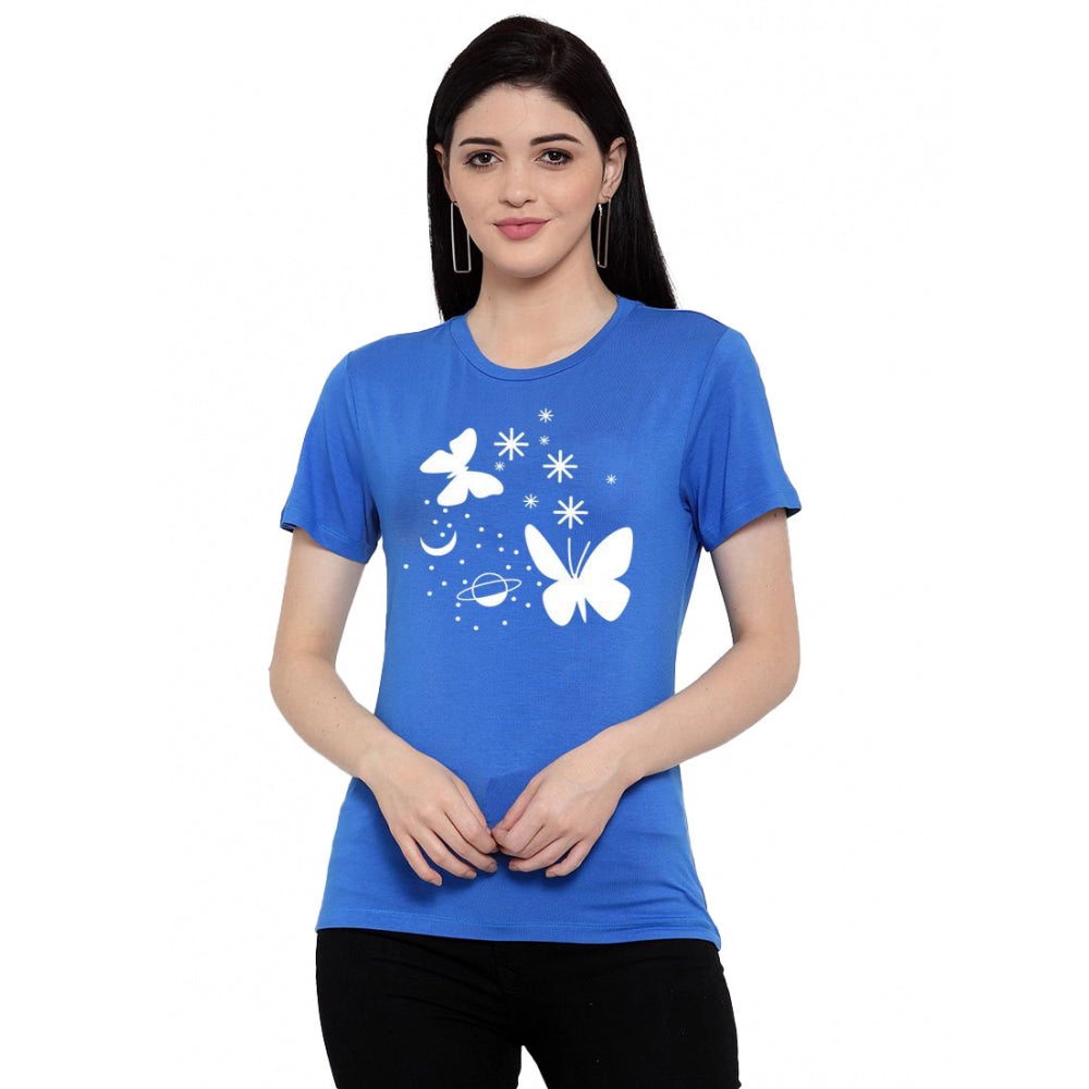 Cotton Blend Butterfly With Star Printed T-Shirt (Blue)