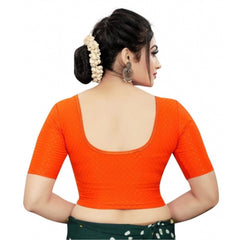 Women's Cotton Lycra Blend Solid Non Padded Readymade Blouse (Orange, Size: Free Size)