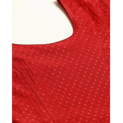 Women's Cotton Lycra Blend Solid Non Padded Readymade Blouse (Red, Size: Free Size)