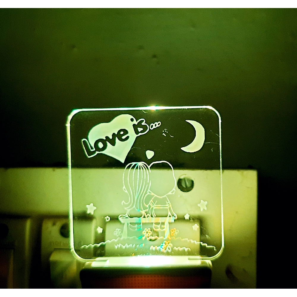 Love Is With Half Moon AC Adapter Night Lamp