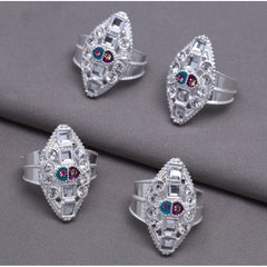 Multi Color Assorted Design Toe Rings Combo Of 2 Pairs