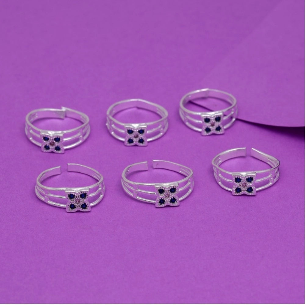 Multi Color Assorted Design Adjustable Toe Rings Combo Of 3 Pairs