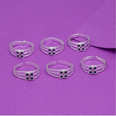 Multi Color Assorted Design Adjustable Toe Rings Combo Of 3 Pairs