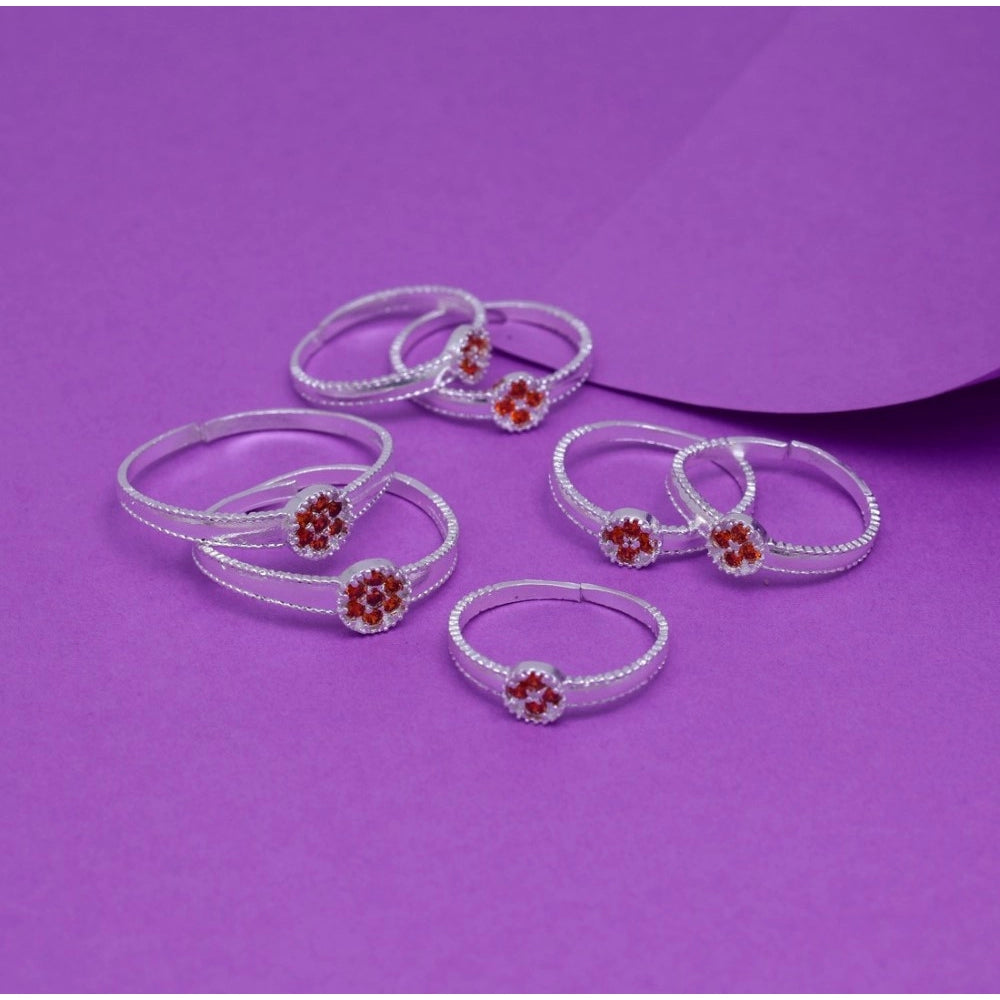 Multi Color Assorted Design Toe Rings Combo Of 4 Pairs