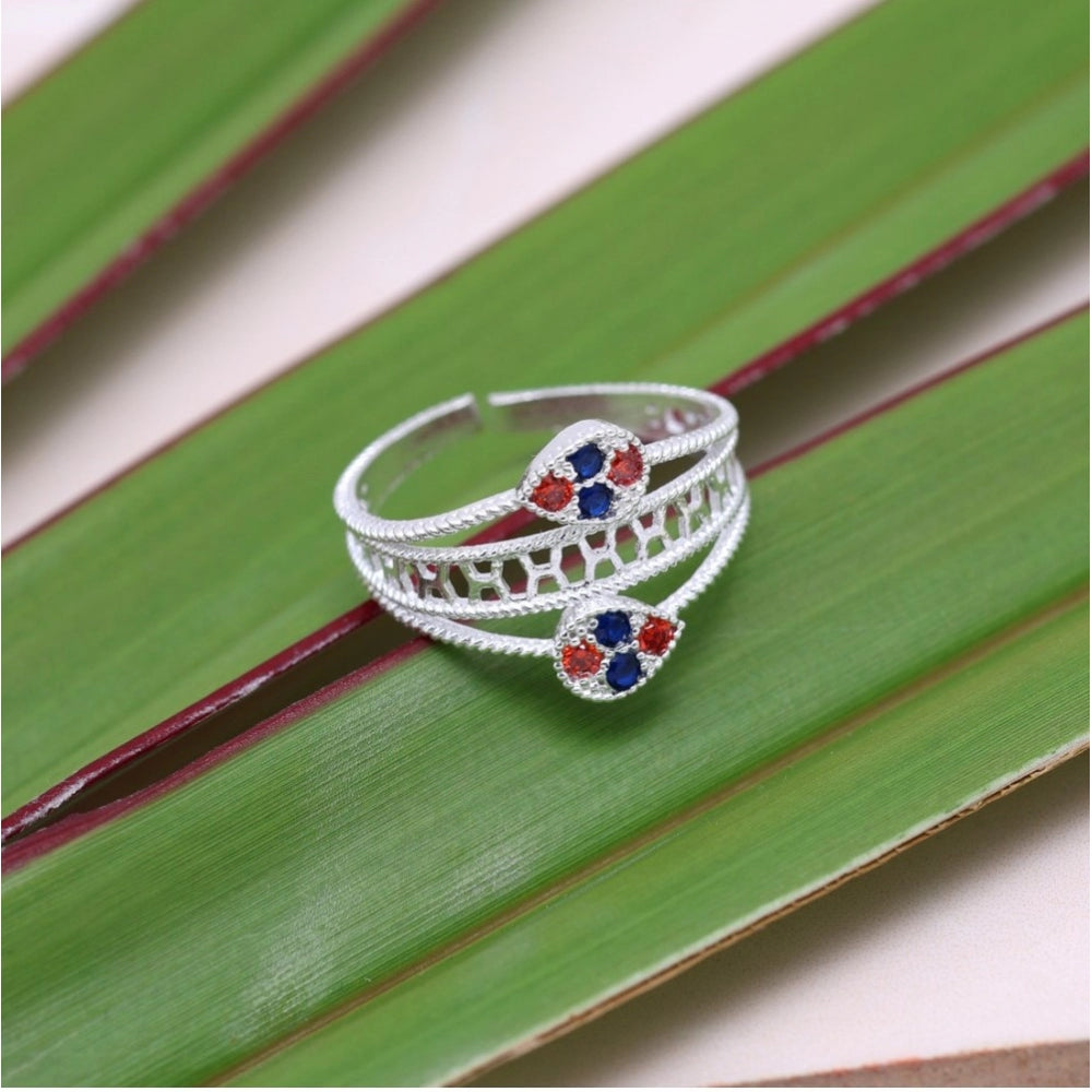 Multi Color Assorted Design Adjustable Toe Rings Combo Of 3 Pairs