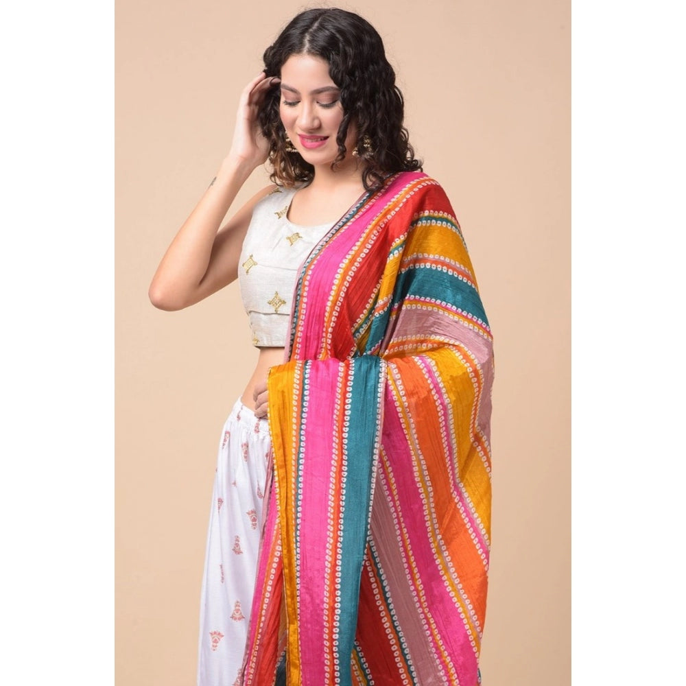 Chanderi Printed Dupatta (Multicolor, Length: 2.25 to 2.50 Mtr)