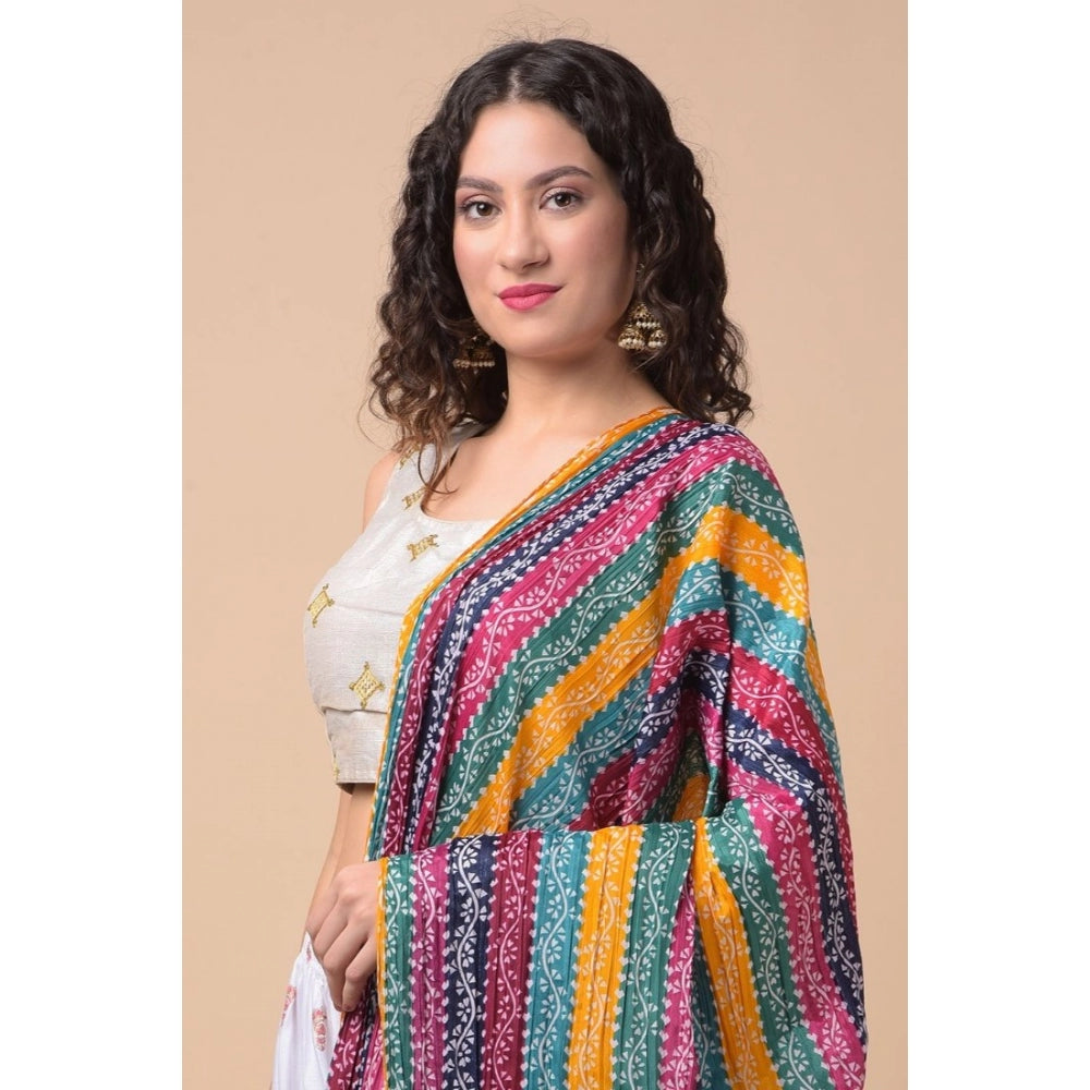 Chanderi Printed Dupatta (Multicolor, Length: 2.25 to 2.50 Mtr)