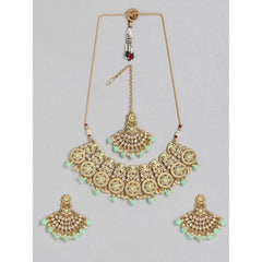 Women's Rose Gold Plated Alloy Necklace &amp; Earings Set (Light Green)