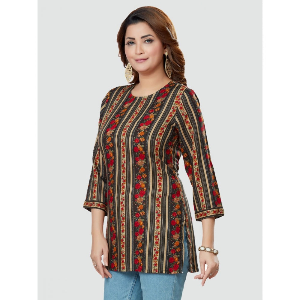 Casual 3/4 Sleeves Printed Rayon Short Top (MultiColor)