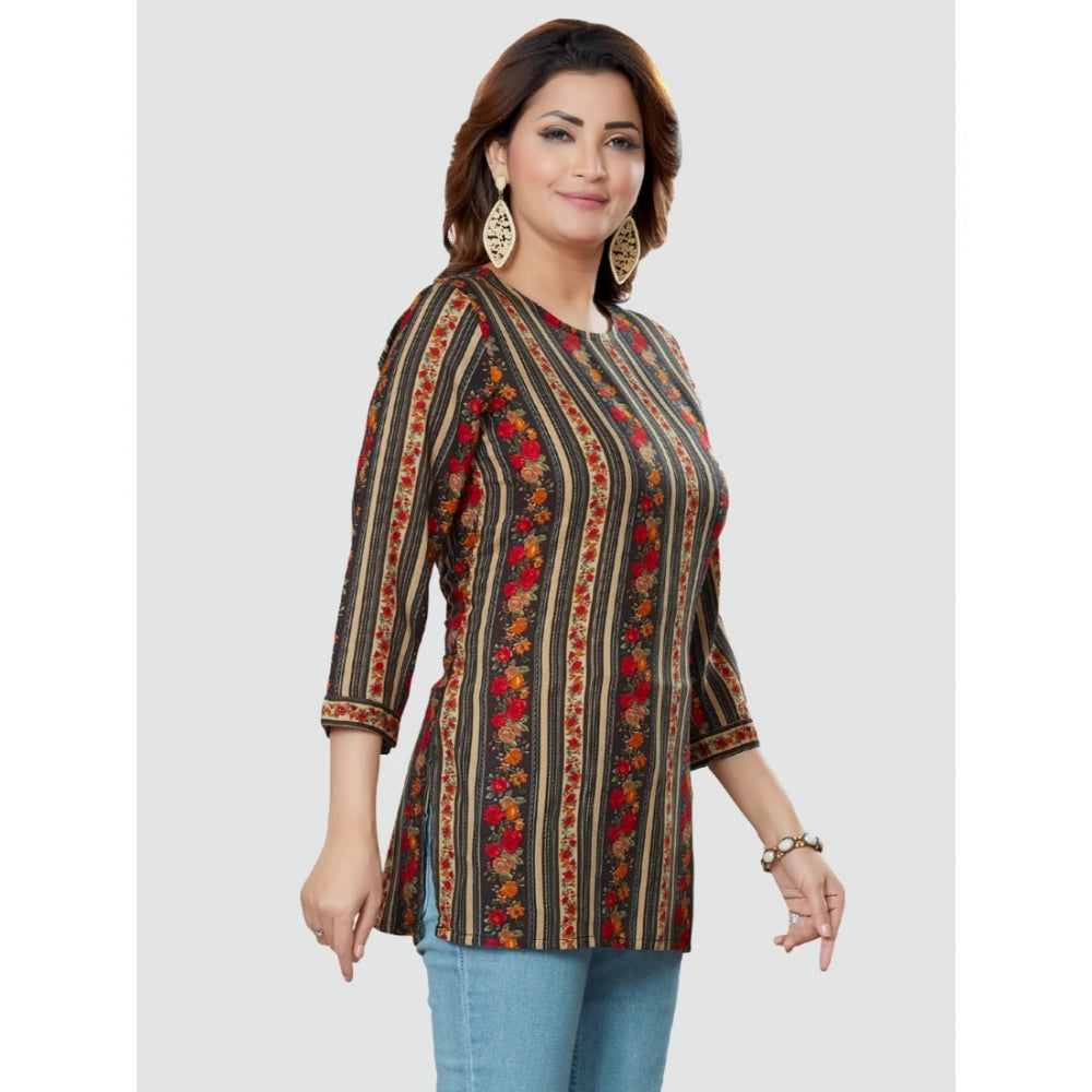 Casual 3/4 Sleeves Printed Rayon Short Top (MultiColor)