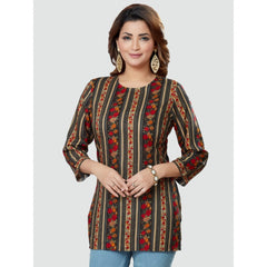 Casual 3/4 Sleeves Printed Rayon Short Top (MultiColor)