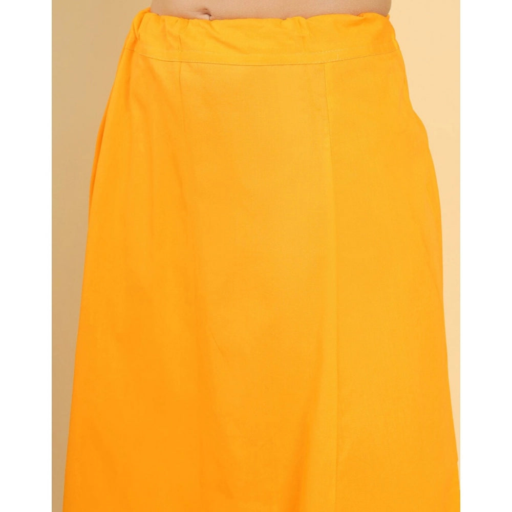 Women's Cotton Solid Free Size Petticoat (Mustard)