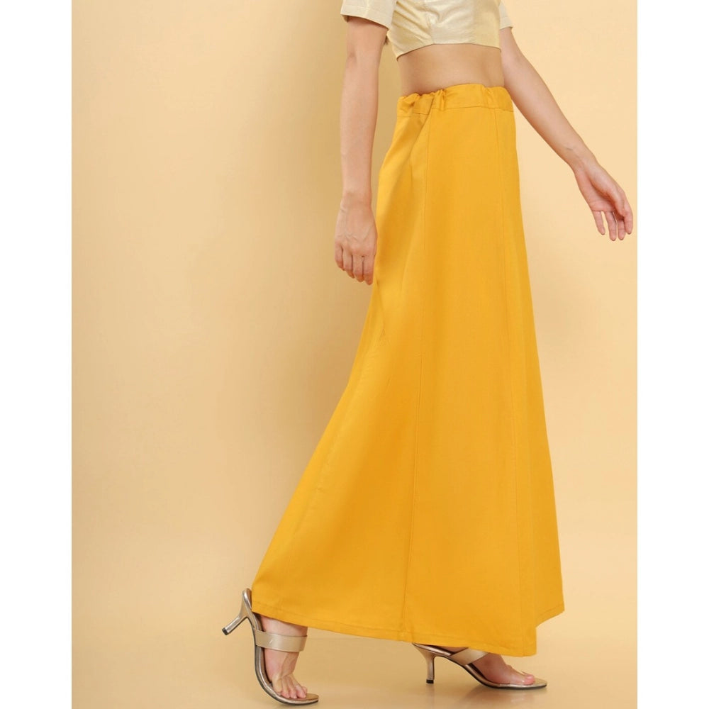 Women's Cotton Solid Free Size Petticoat (Mustard)