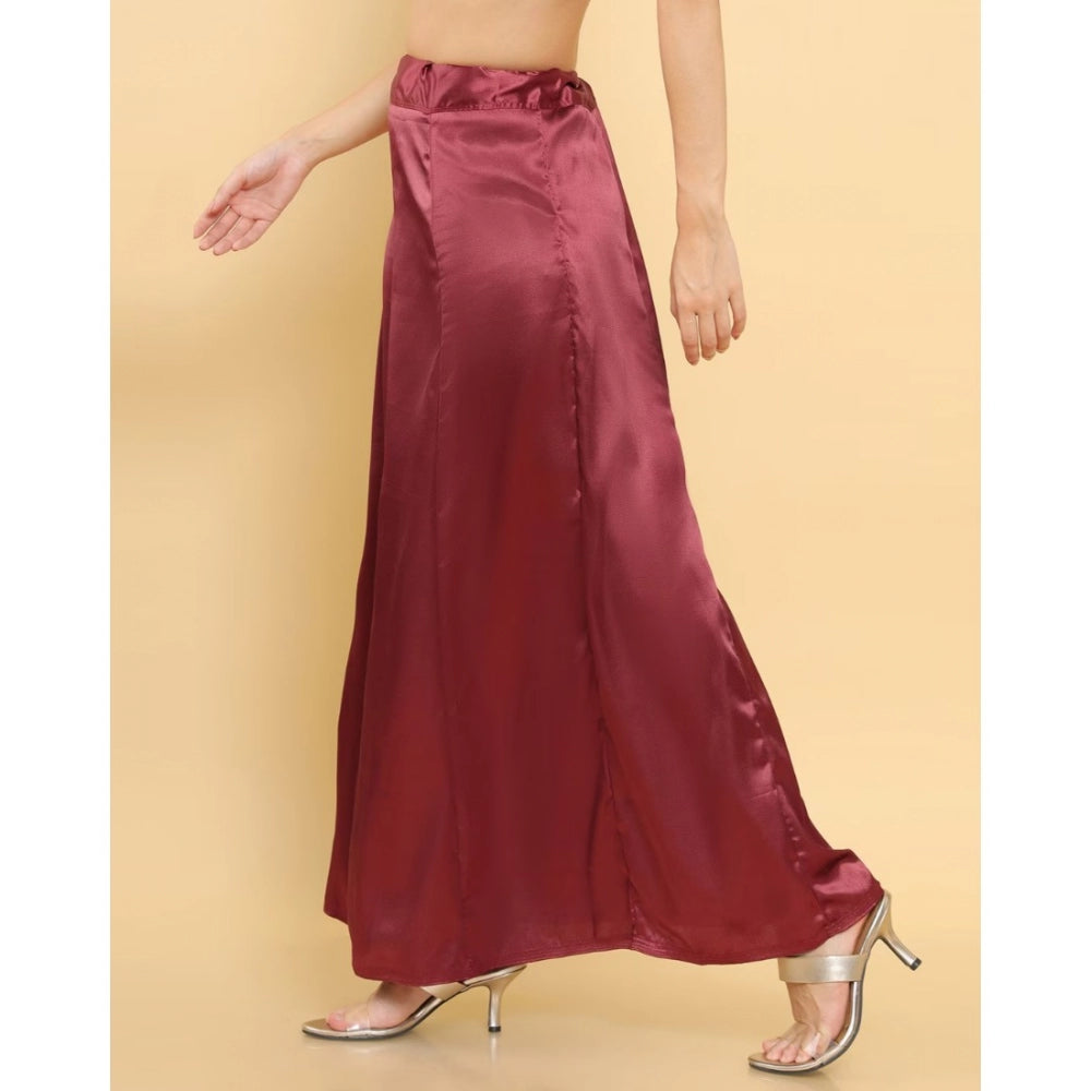 Silk Solid Free Size Petticoat (Maroon)