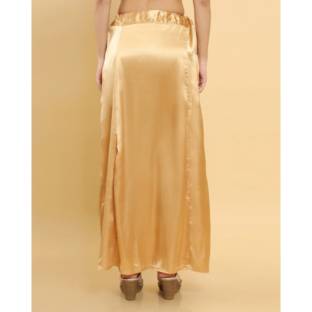 Silk Solid Free Size Petticoat (Gold)